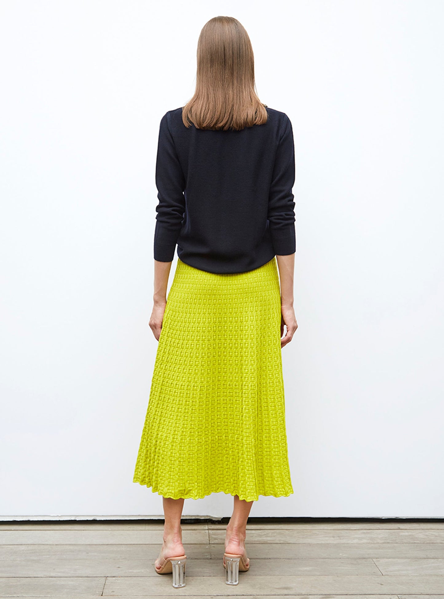 jupe longue maille cannage