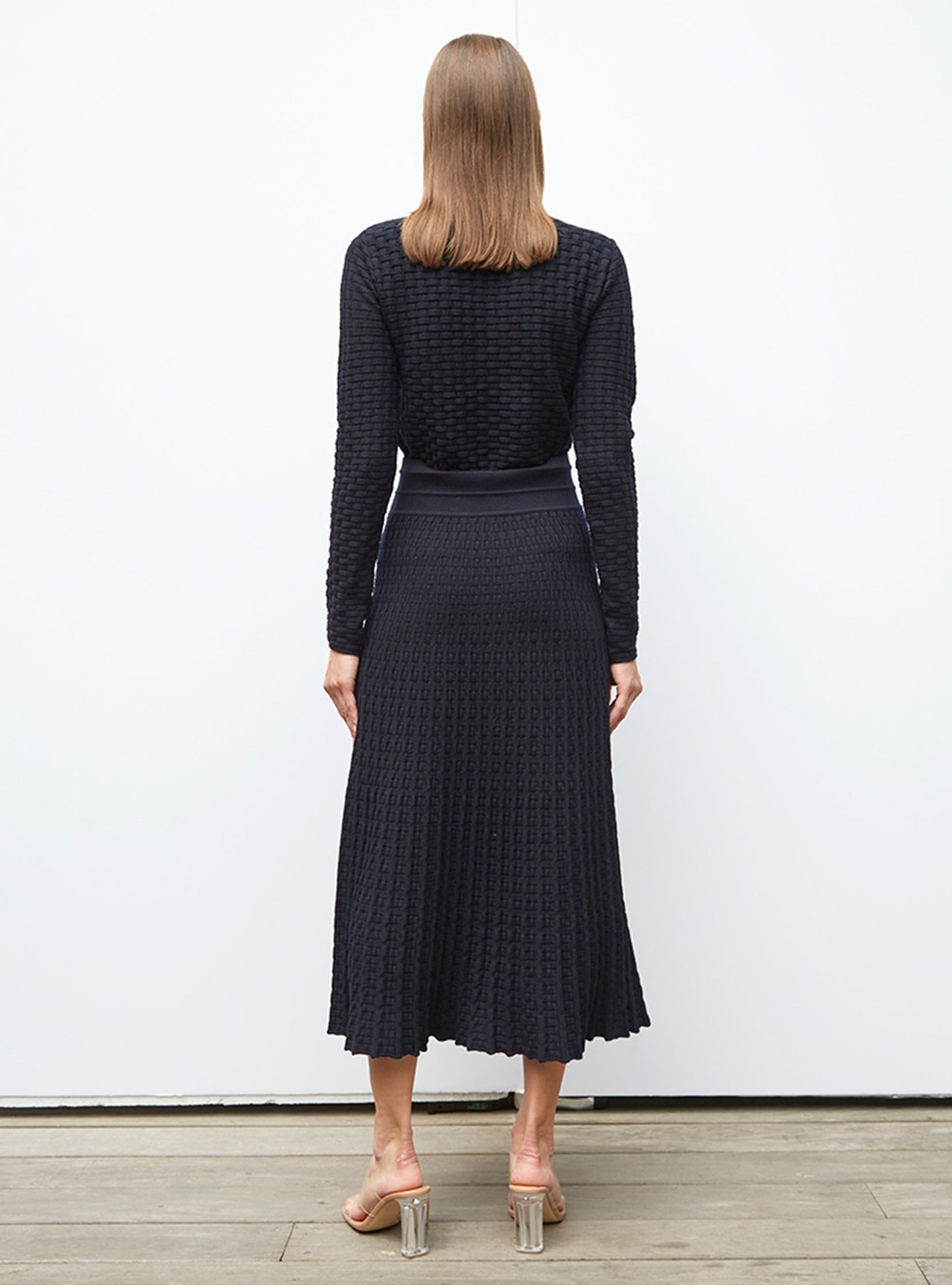 jupe longue maille cannage
