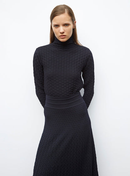 jupe longue maille cannage