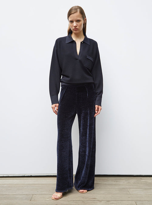 pantalon en maille velours