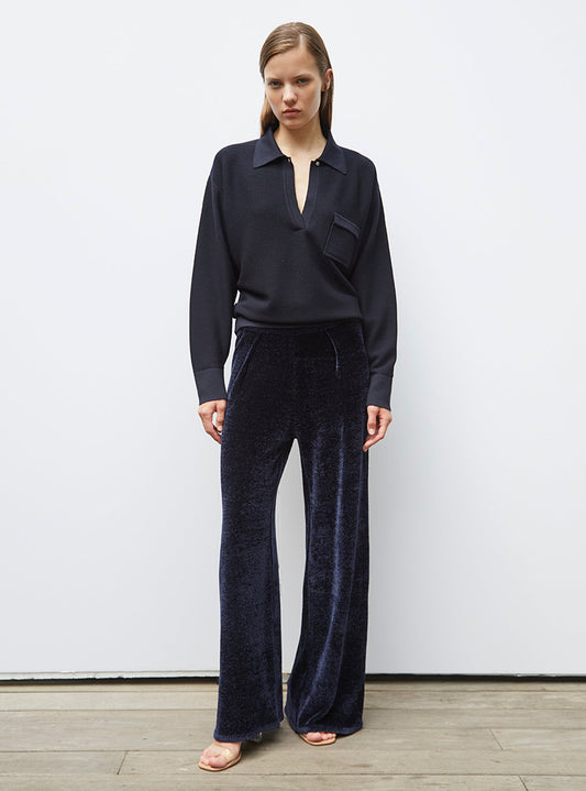 pantalon en maille velours