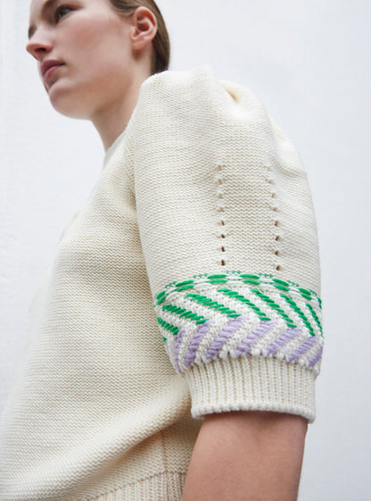 top en maille chevron coloré