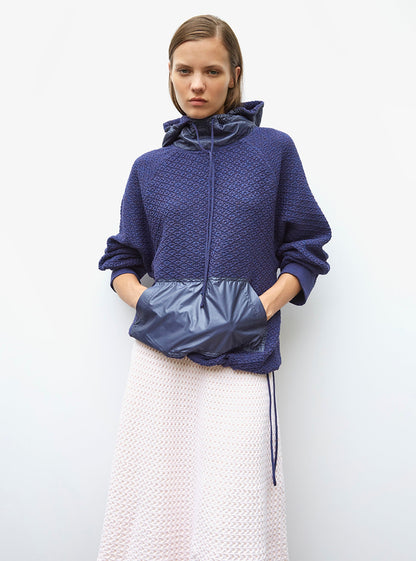 pull à capuche maille damier