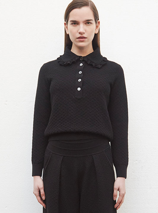 polo couture en maille damier