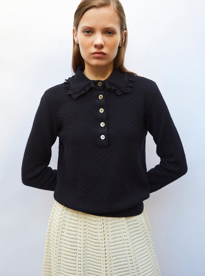 polo couture en maille damier
