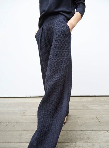 pantalon couture en maille damier