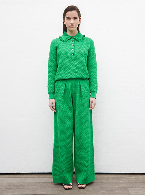 pantalon couture en maille damier