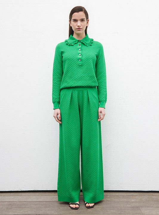 pantalon couture en maille damier