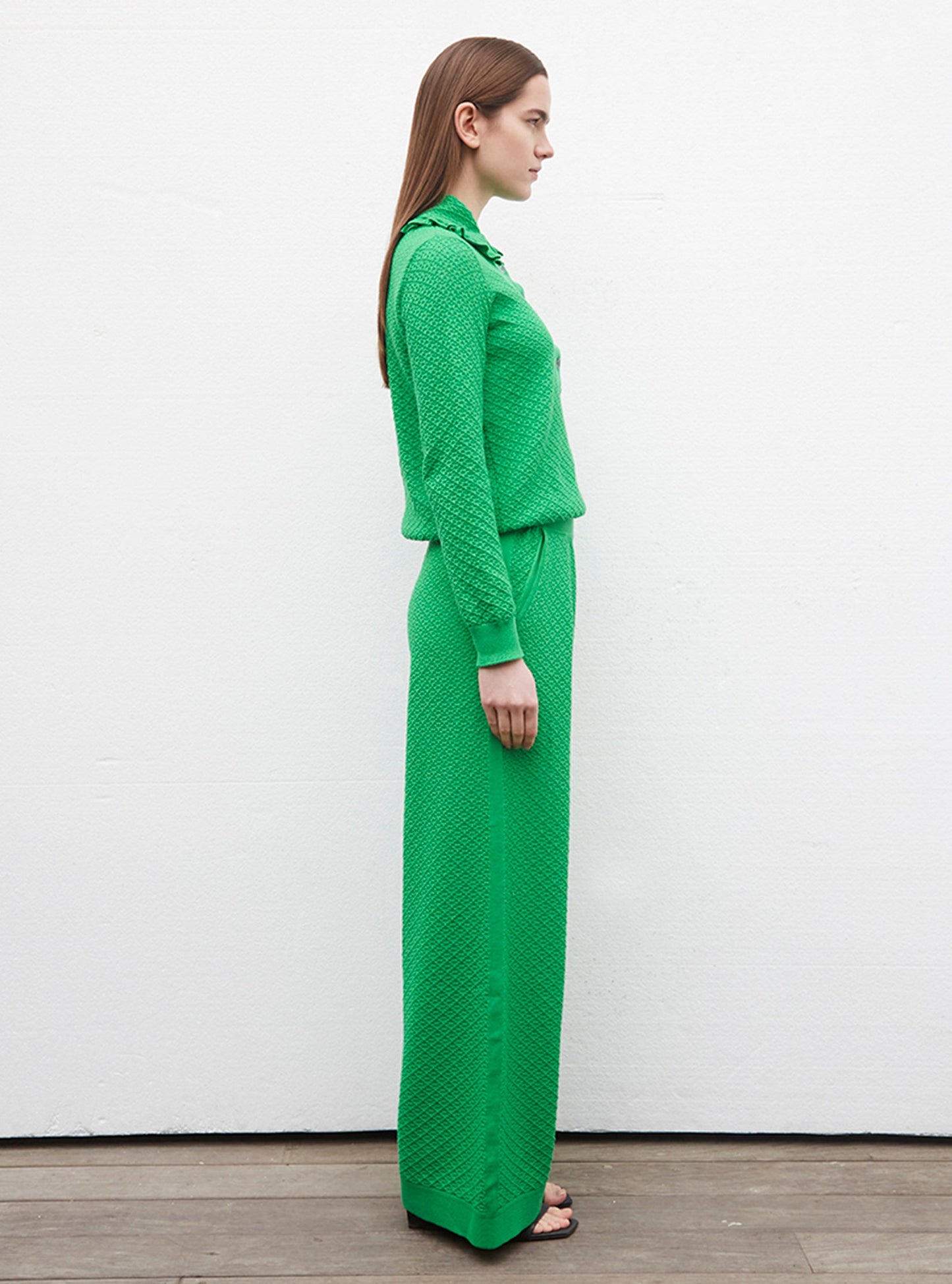 pantalon couture en maille damier