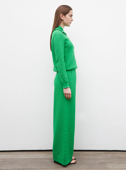 pantalon couture en maille damier