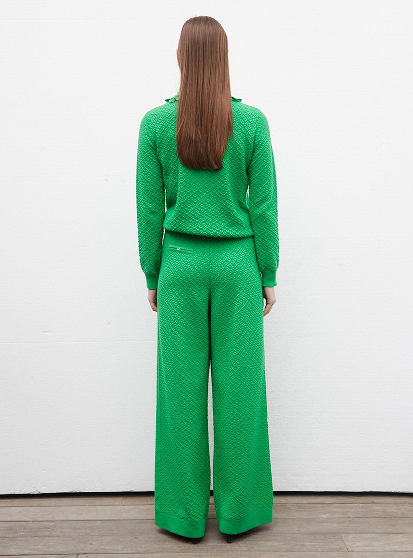pantalon couture en maille damier