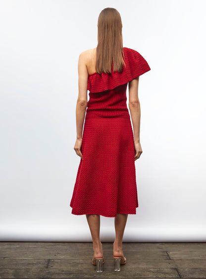 one shoulder en maille smockée