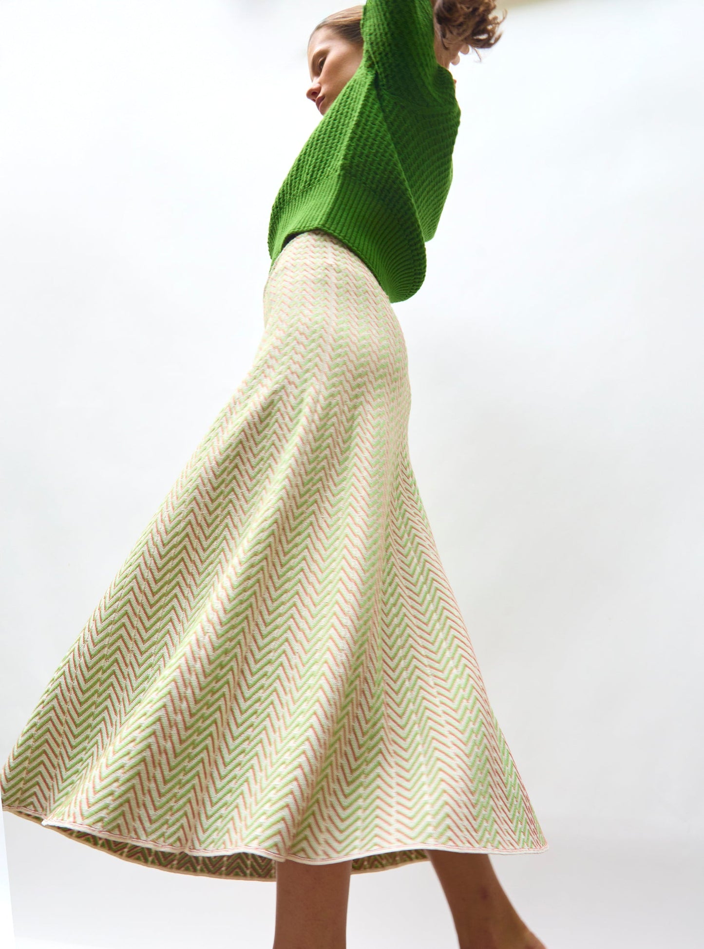 jupe réversible maille chevron