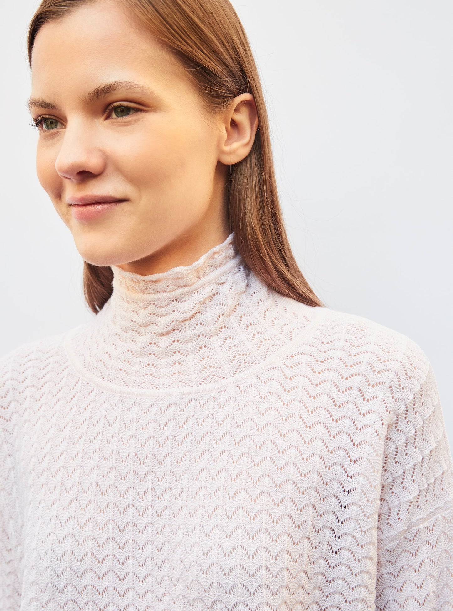 top maille pointelle col montant