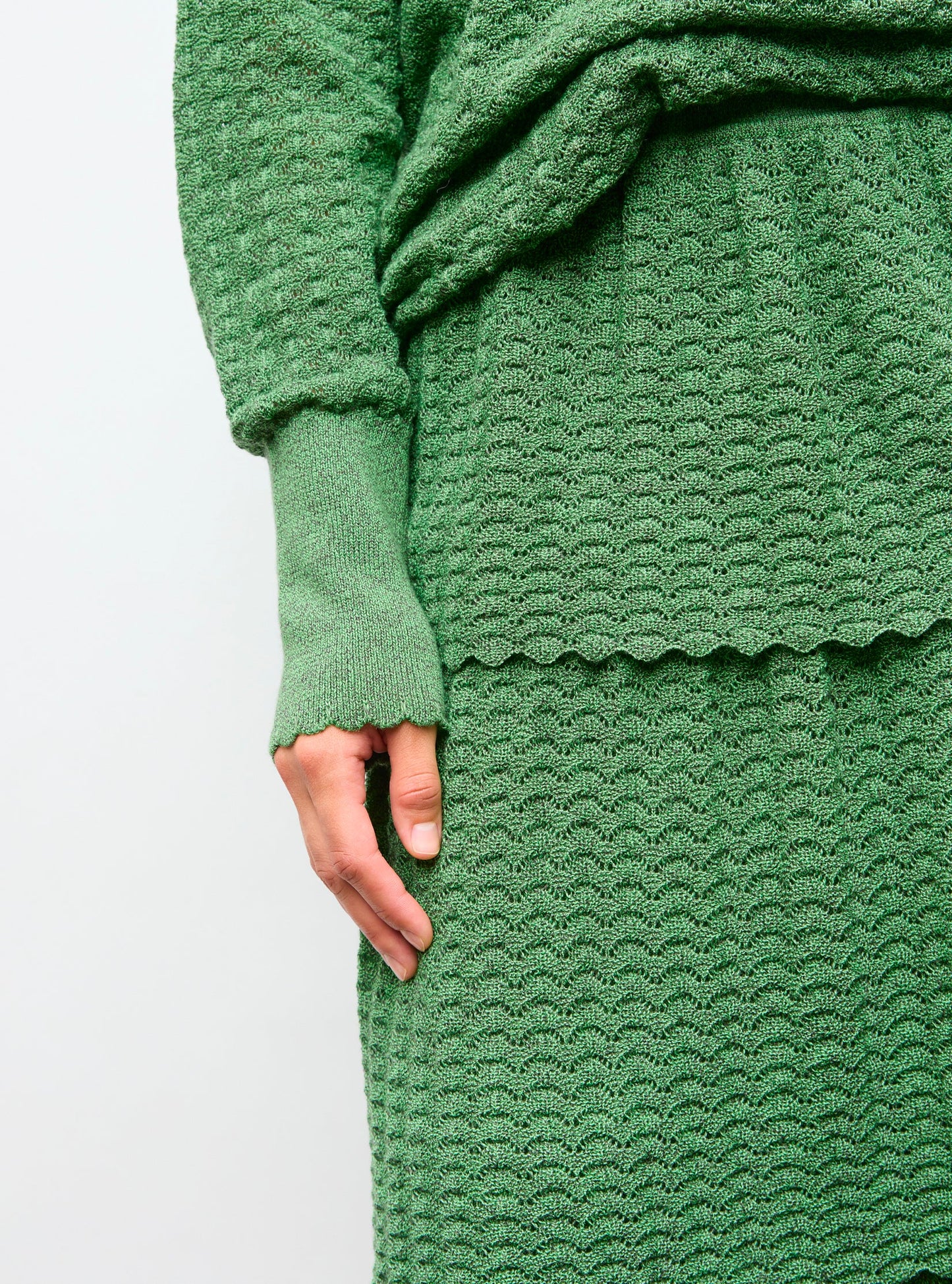 jupe maille pointelle à volants