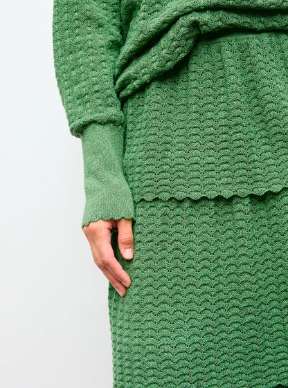 jupe maille pointelle à volants