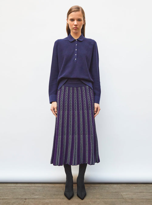 jupe longue maille chevrons