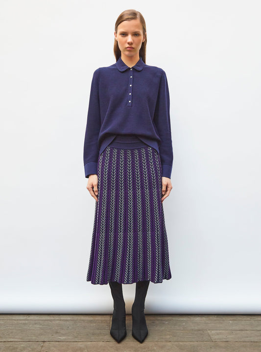 jupe longue maille chevrons
