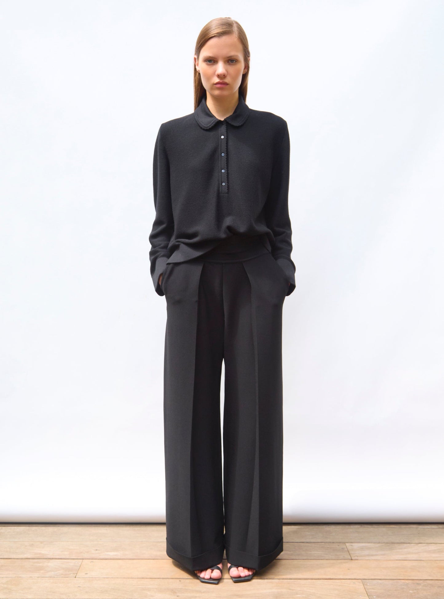pantalon taille haute maille couture