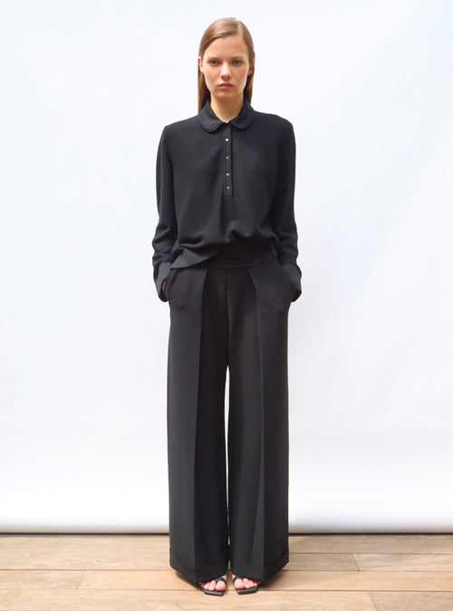 pantalon taille haute maille couture