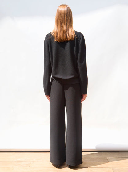 pantalon taille haute maille couture