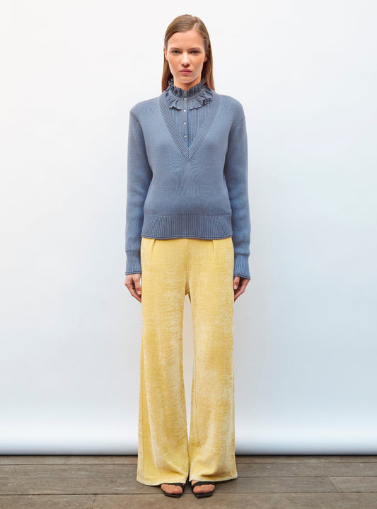 pantalon en maille velours