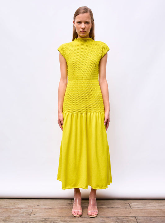 robe longue maille smockée
