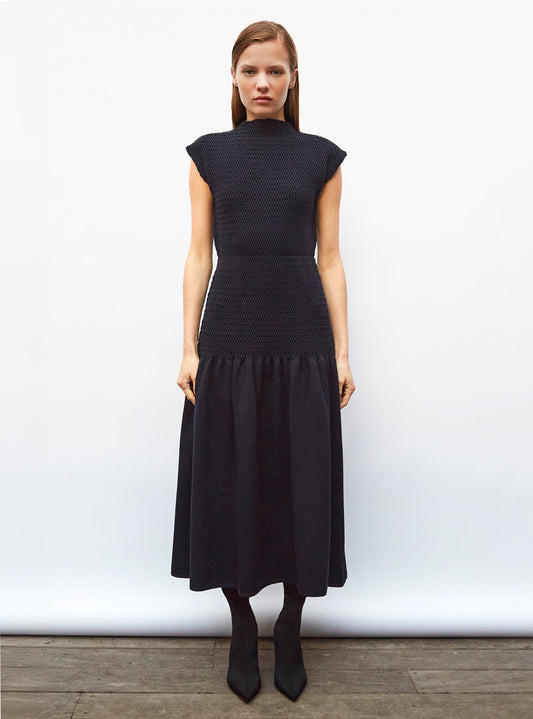 robe longue maille smockée