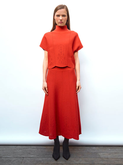 jupe longue maille broderie anglaise