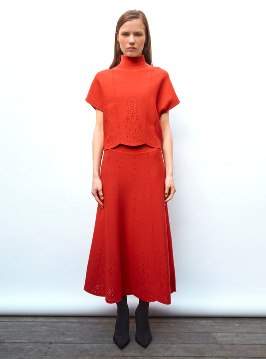 jupe longue maille broderie anglaise