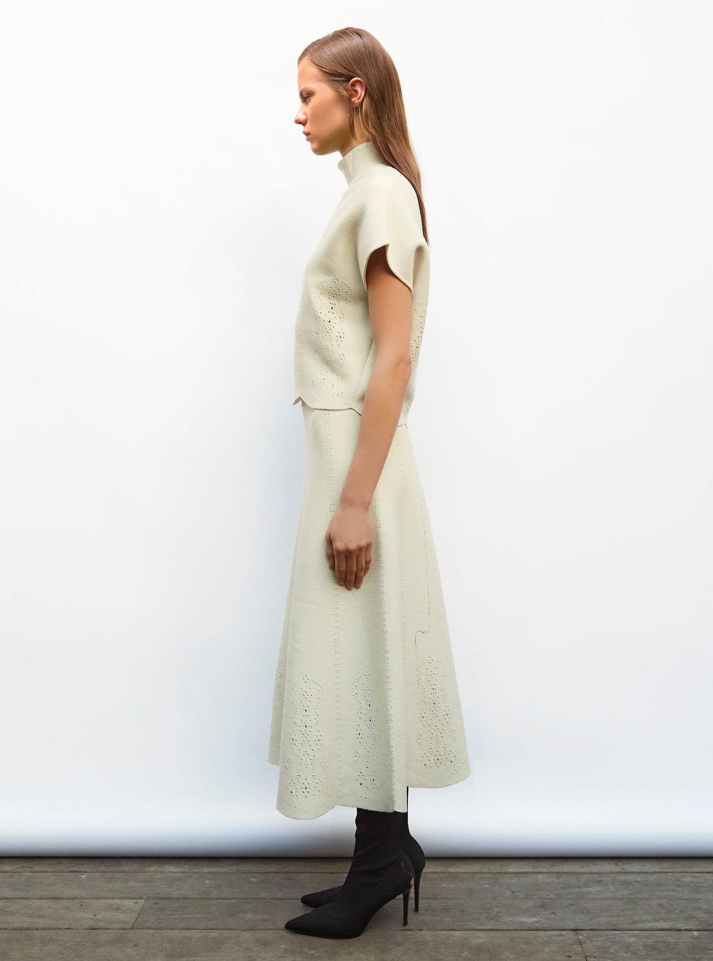 jupe longue maille broderie anglaise