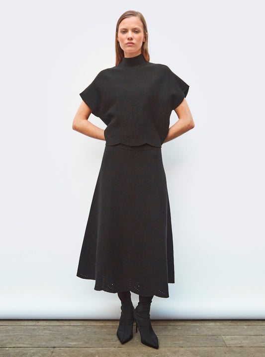 jupe longue maille broderie anglaise