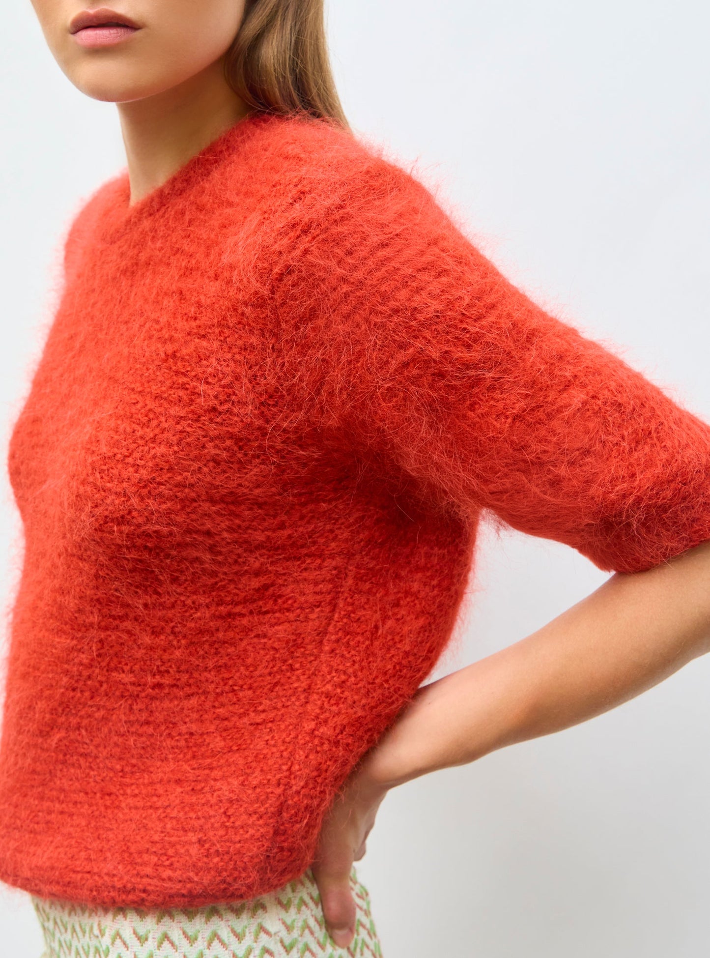 top manches coudes maille duveteuse