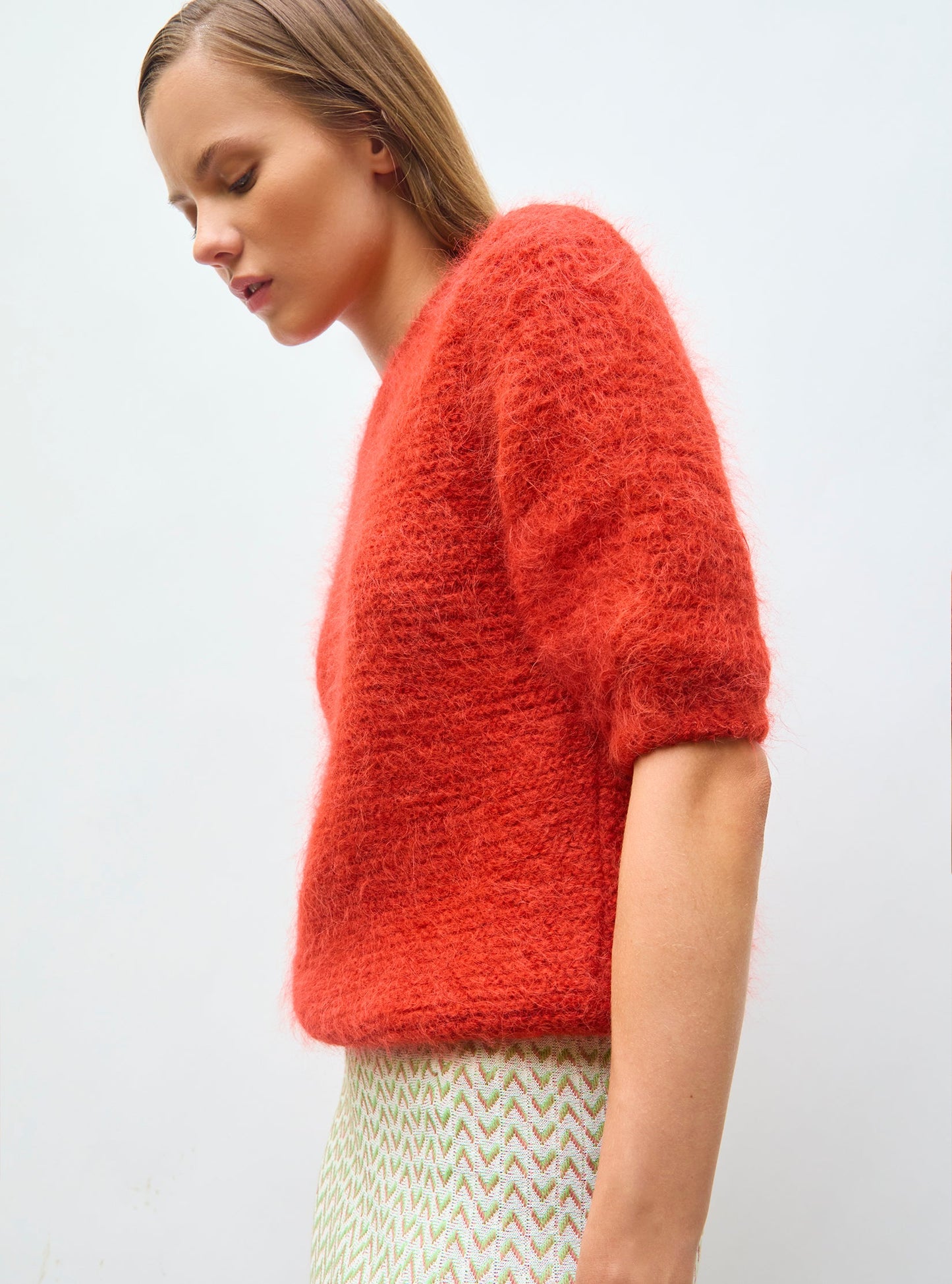 top manches coudes maille duveteuse