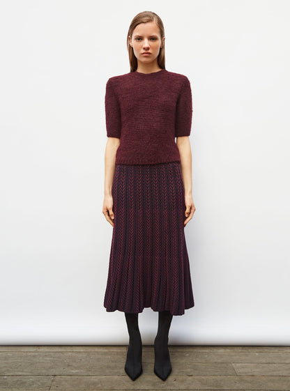 jupe longue maille chevrons