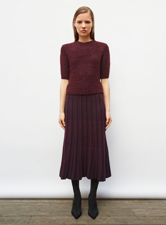 jupe longue maille chevrons