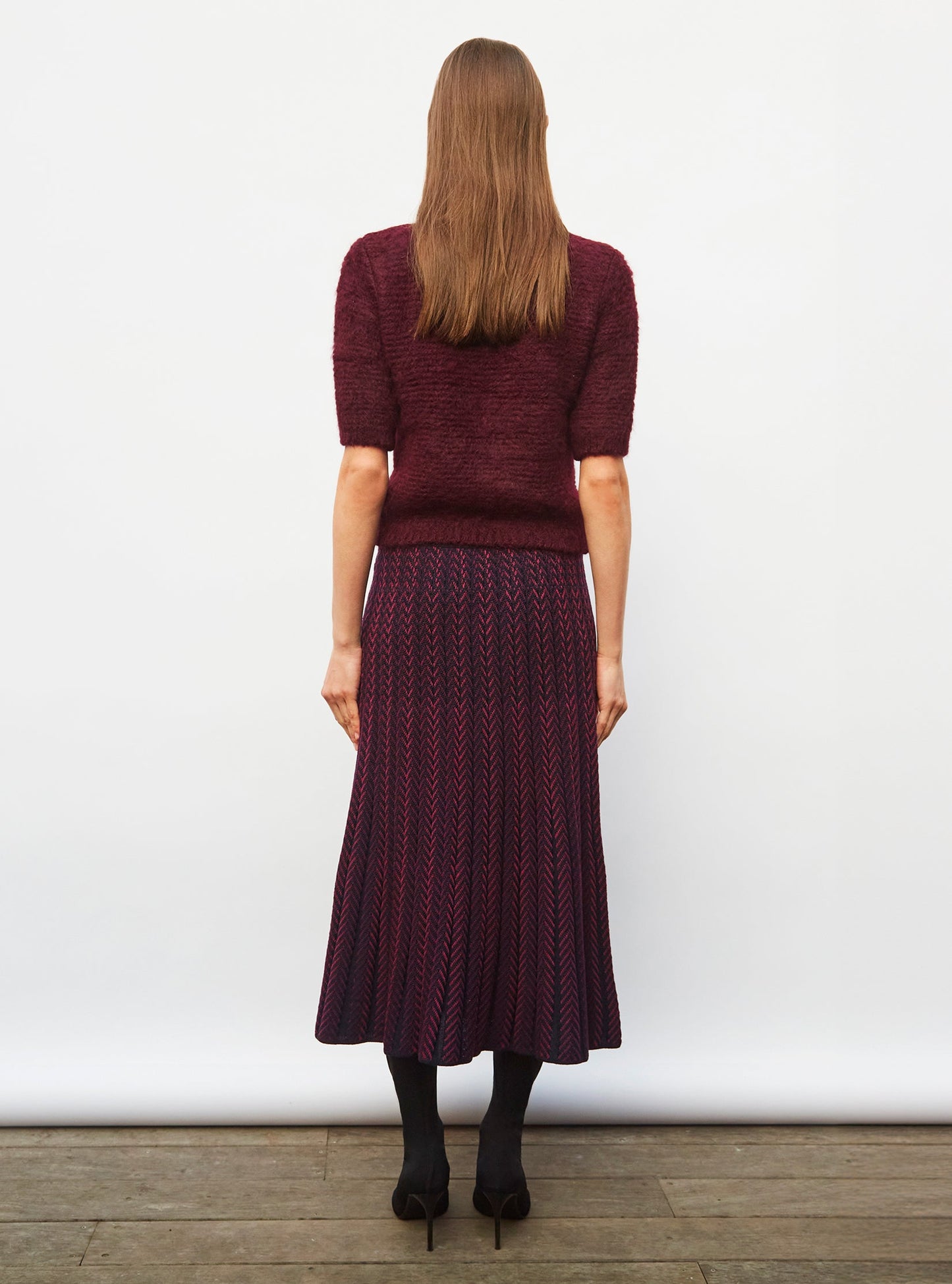 jupe longue maille chevrons