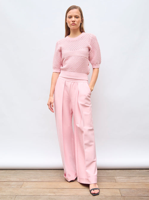 pantalon taille haute maille couture