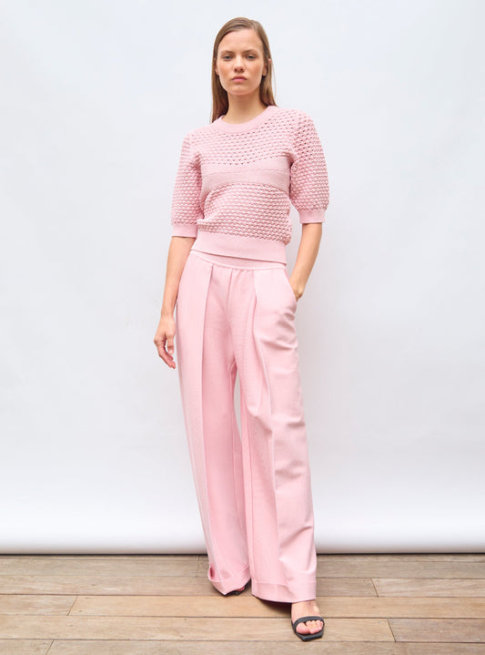 pantalon taille haute maille couture