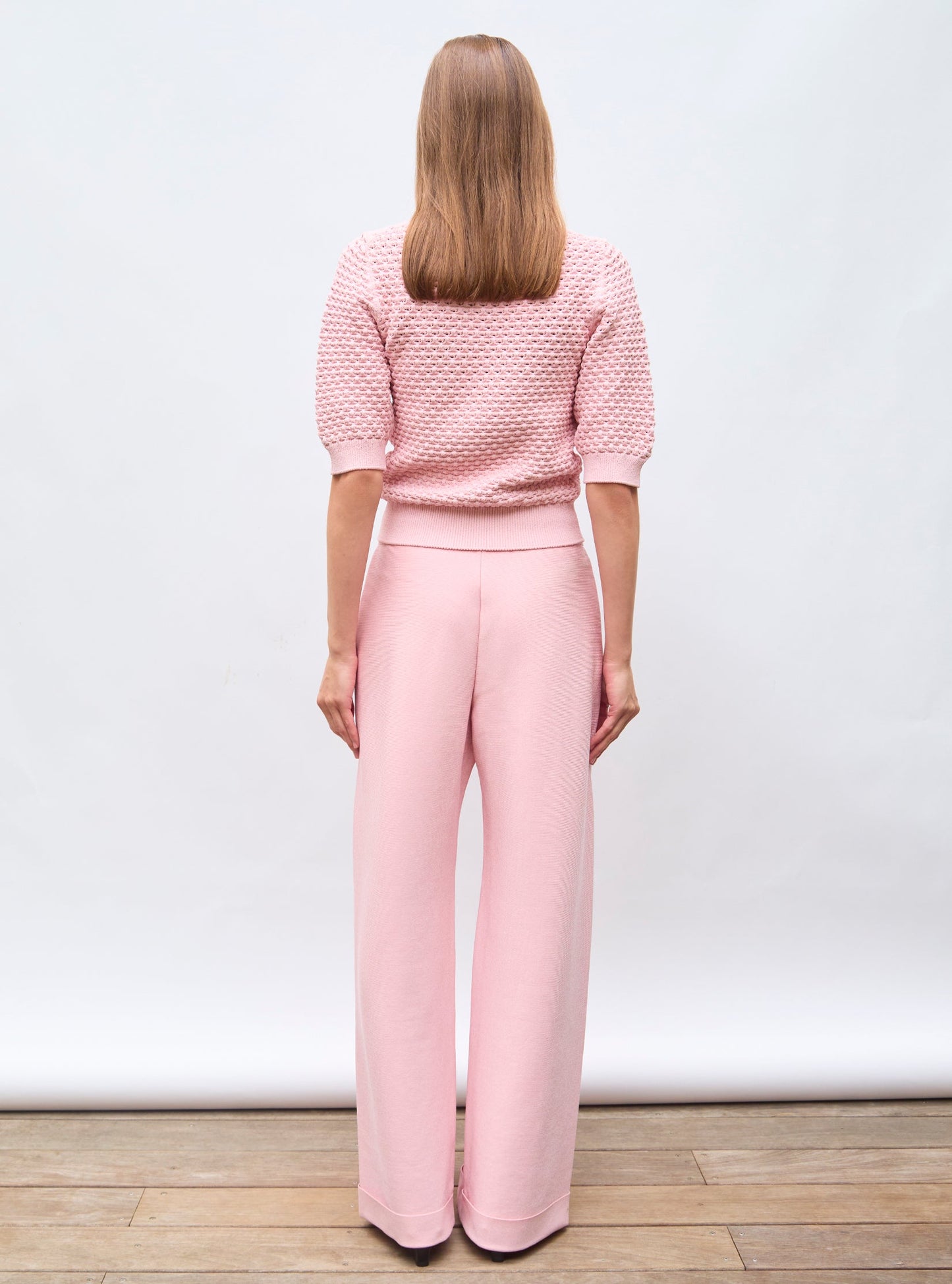 pantalon taille haute maille couture
