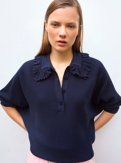 top ample maille point mousse