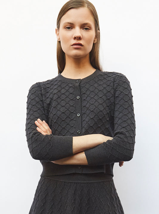cardigan maille boutis