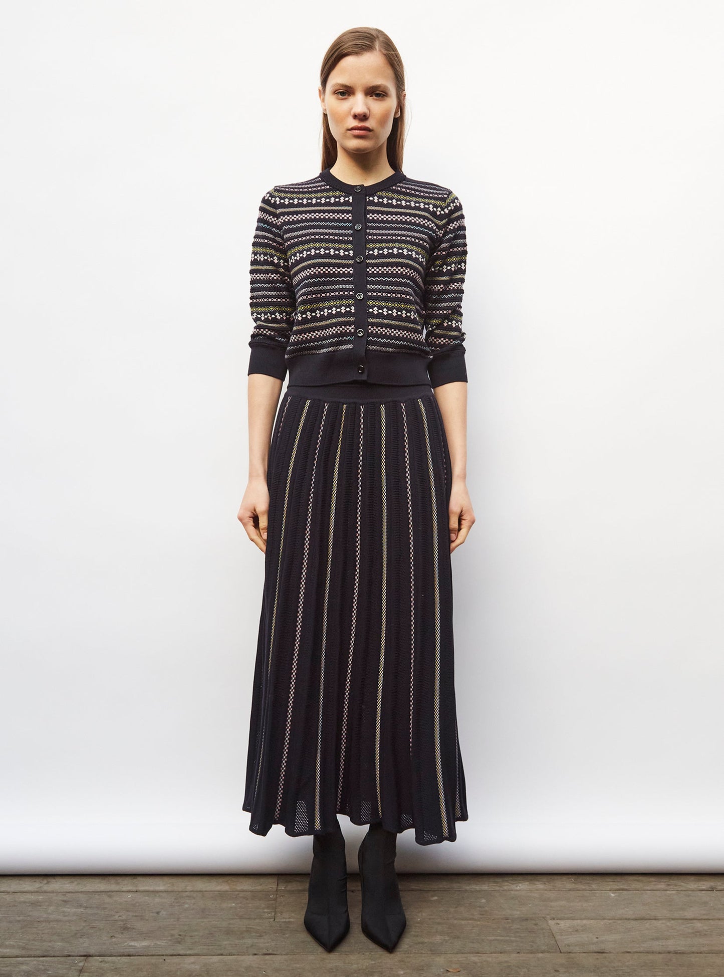 jupe longue maille jacquard fair isle