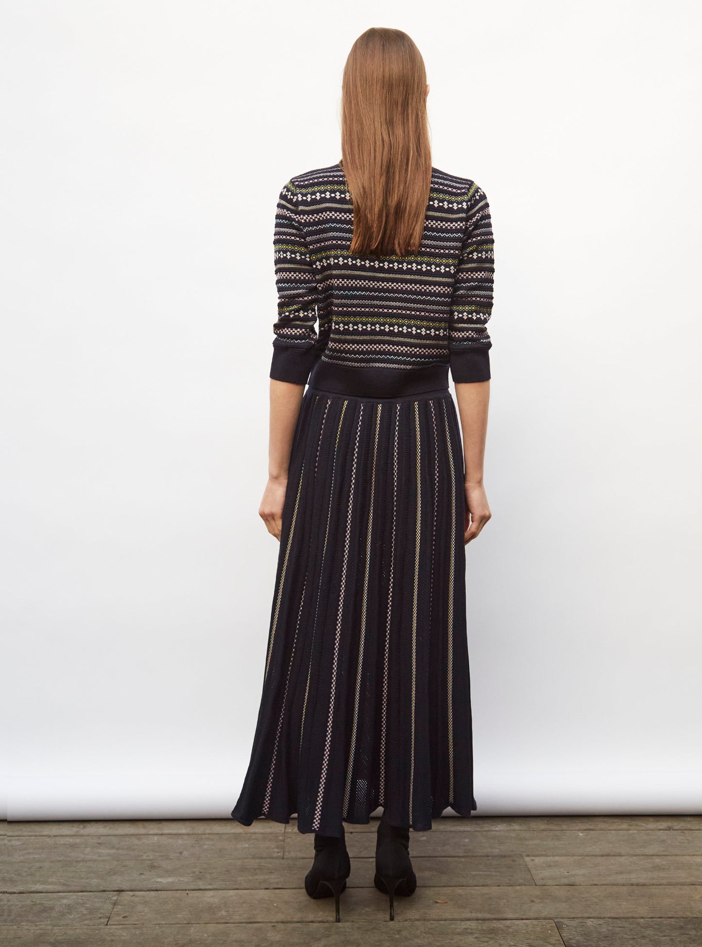 jupe longue maille jacquard fair isle