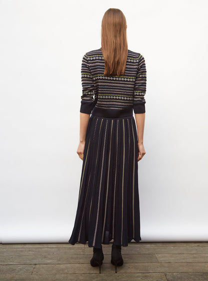 jupe longue maille jacquard fair isle