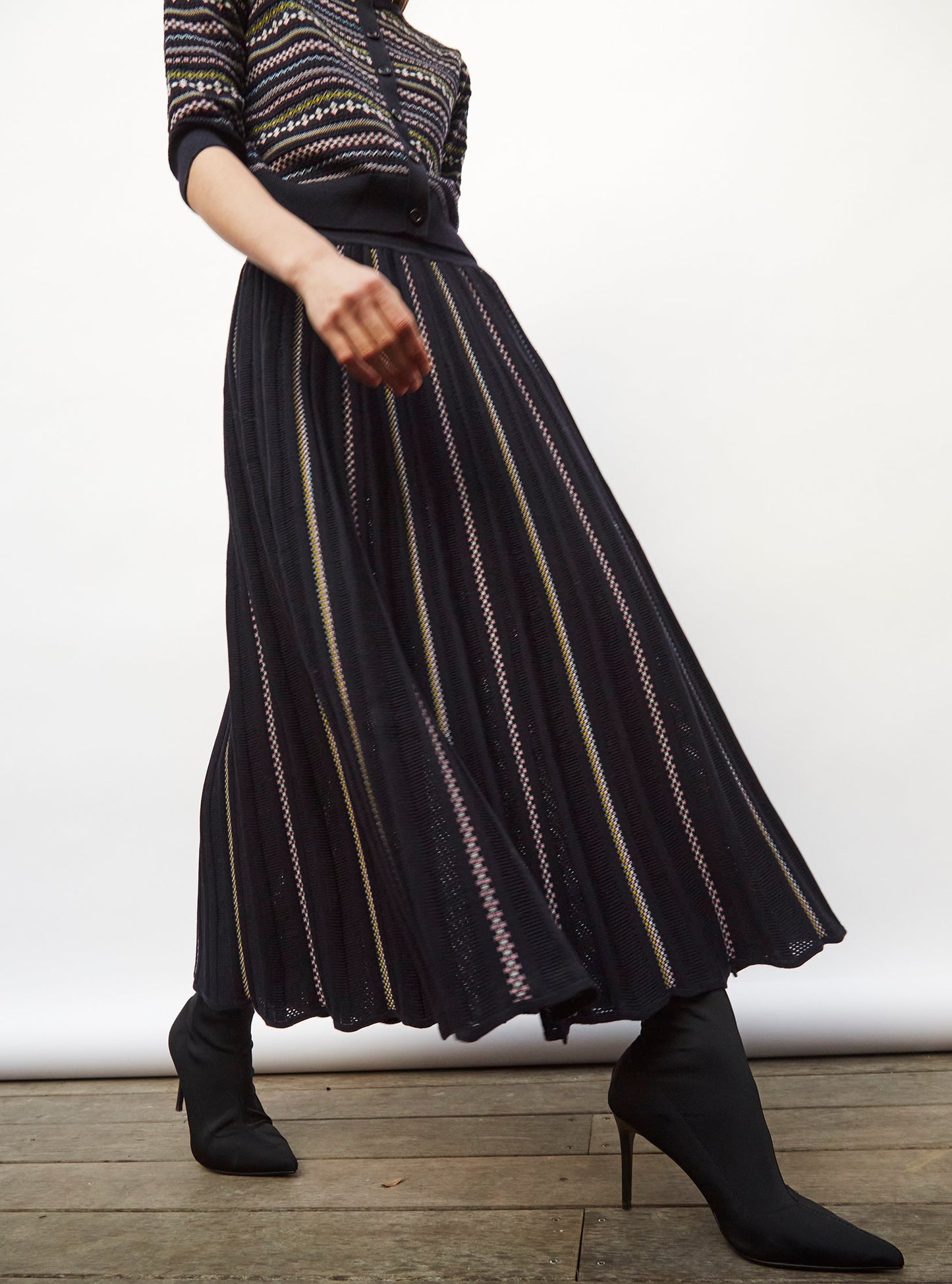 jupe longue maille jacquard fair isle
