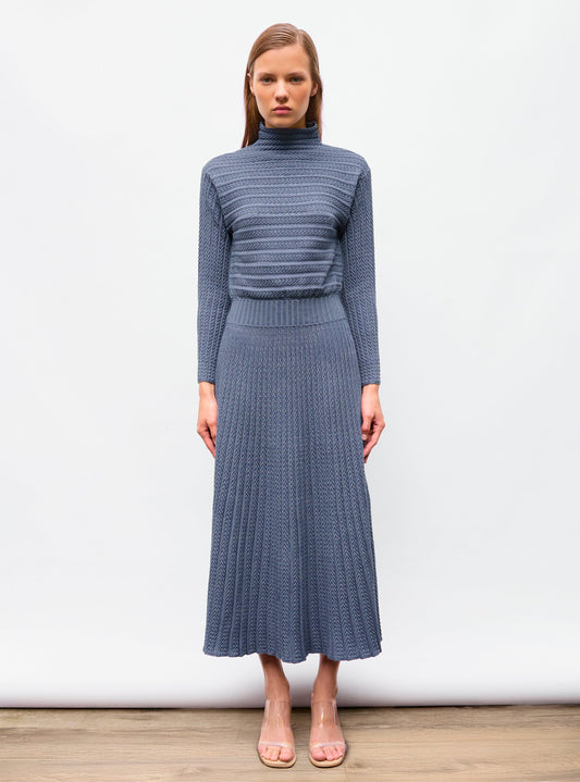 robe longue maille plissée