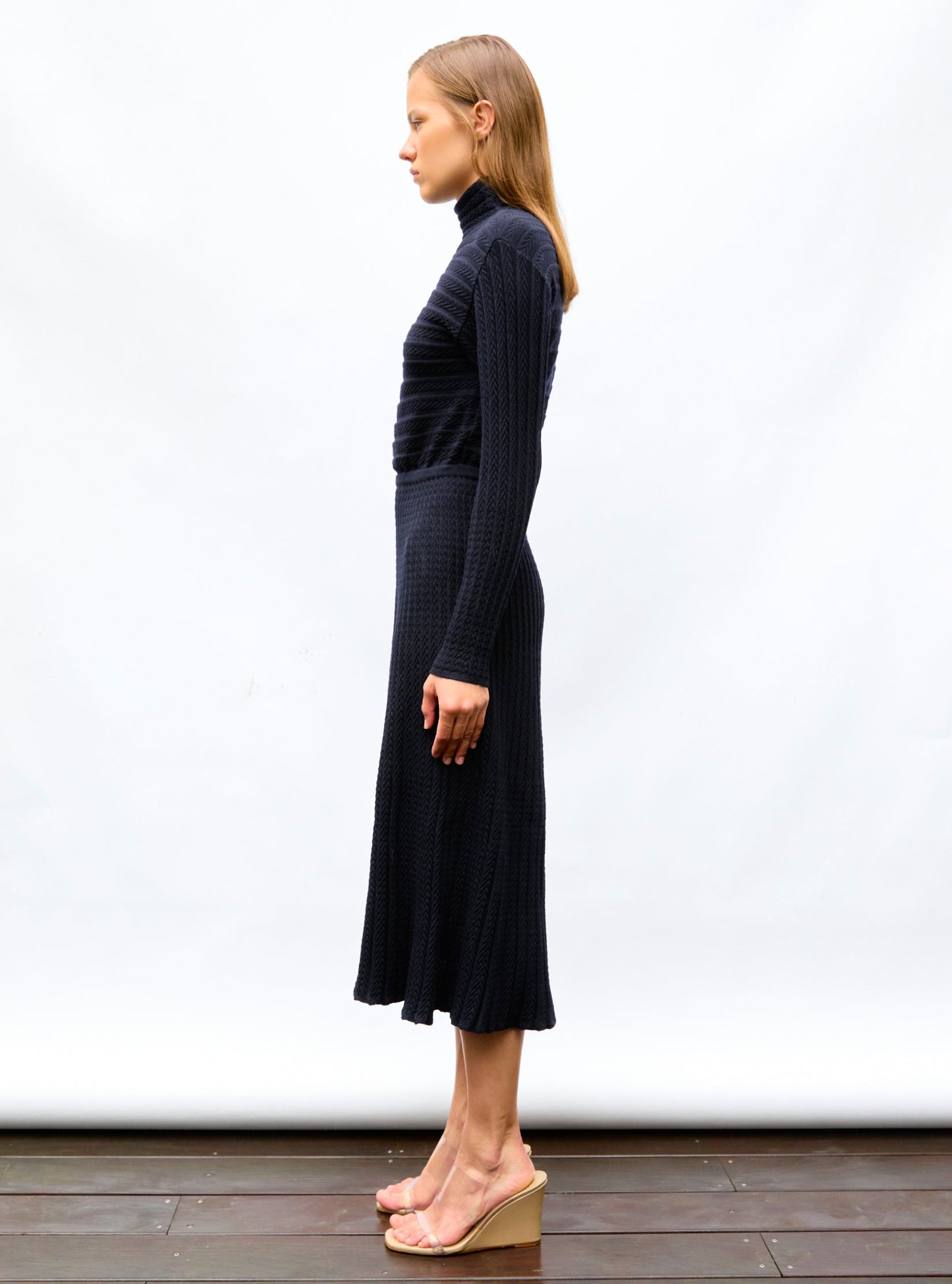robe longue maille plissée