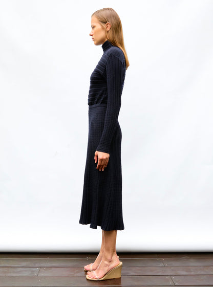 robe longue maille plissée