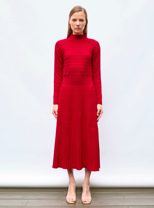 robe longue maille plissée